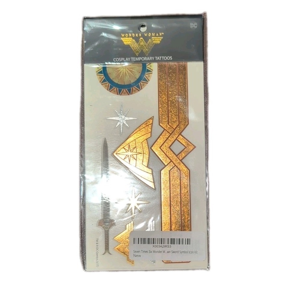 Wonder‎ Woman Cosplay Movie Temporary Tattoos New In Package Licensed DC Comics